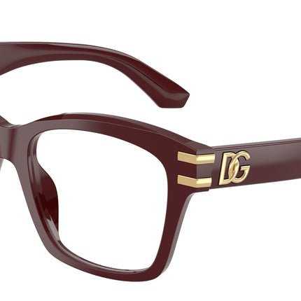DOLCE & GABBANA DG3419 Square Eyeglasses  3091-Bordeaux 54-145-19 - Color Map Red