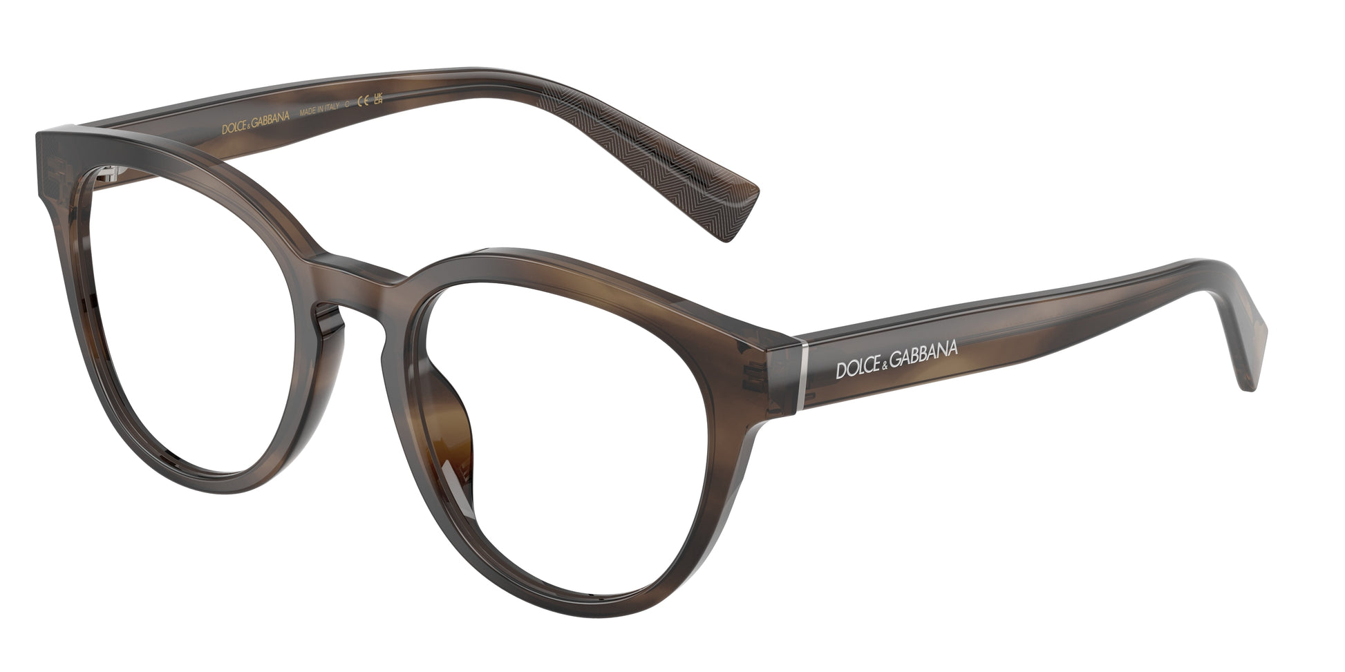 DOLCE & GABBANA DG3421 Phantos Eyeglasses  3200-Striped Tobacco 52-145-21 - Color Map Brown