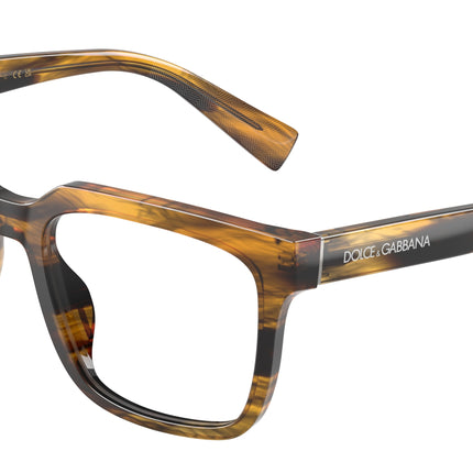 DOLCE & GABBANA DG3422 Square Eyeglasses  3063-Striped Brown 53-145-18 - Color Map Tortoise