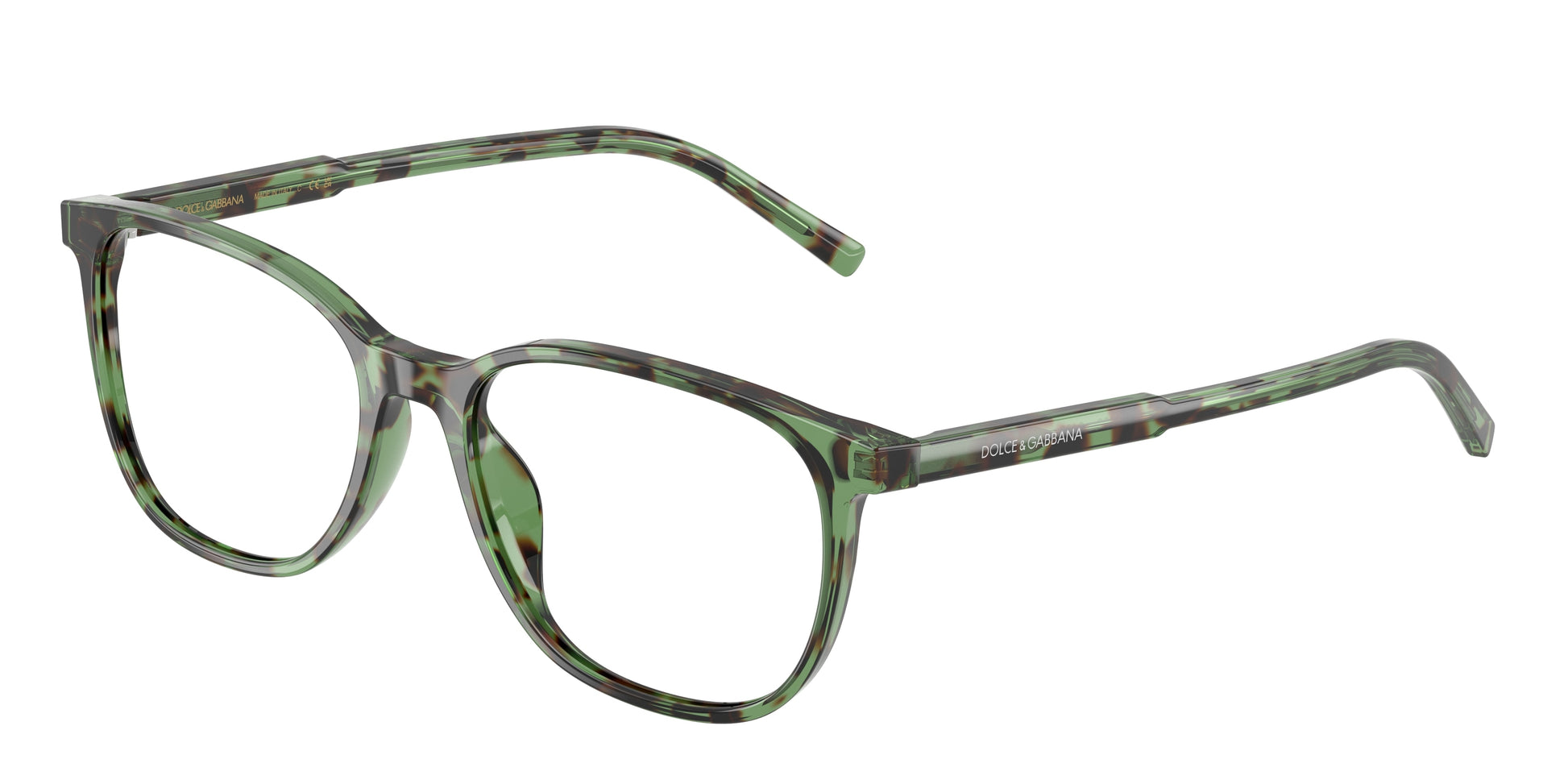 DOLCE & GABBANA DG3426 Pillow Eyeglasses  3439-Havana Green 53-145-17 - Color Map Brown