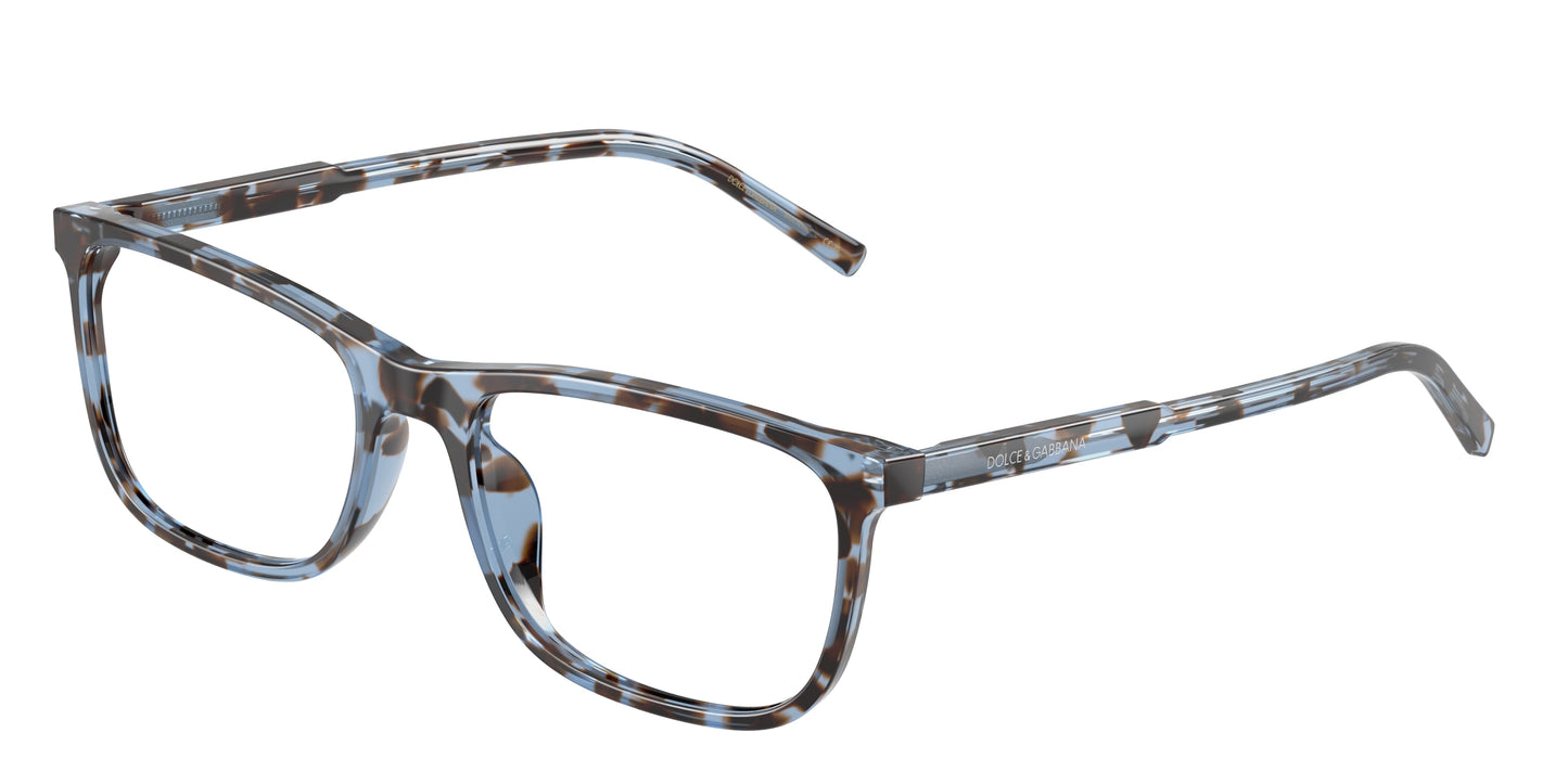 DOLCE & GABBANA DG3427 Rectangle Eyeglasses  3392-Havana Blue 55-145-18 - Color Map Blue