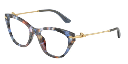 DOLCE & GABBANA DG3428 Butterfly Eyeglasses  3443-Havana Blue 53-140-19 - Color Map Blue