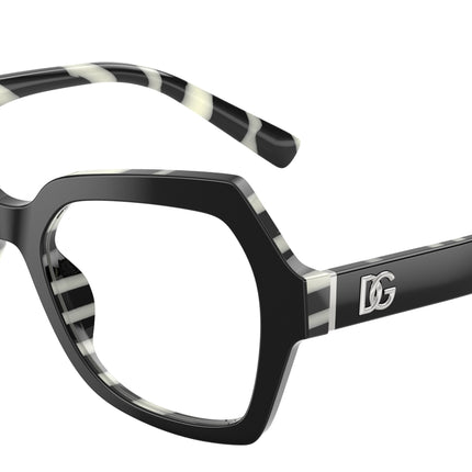 DOLCE & GABBANA DG3429 Butterfly Eyeglasses  3372-Black On Zebra 54-145-18 - Color Map Black
