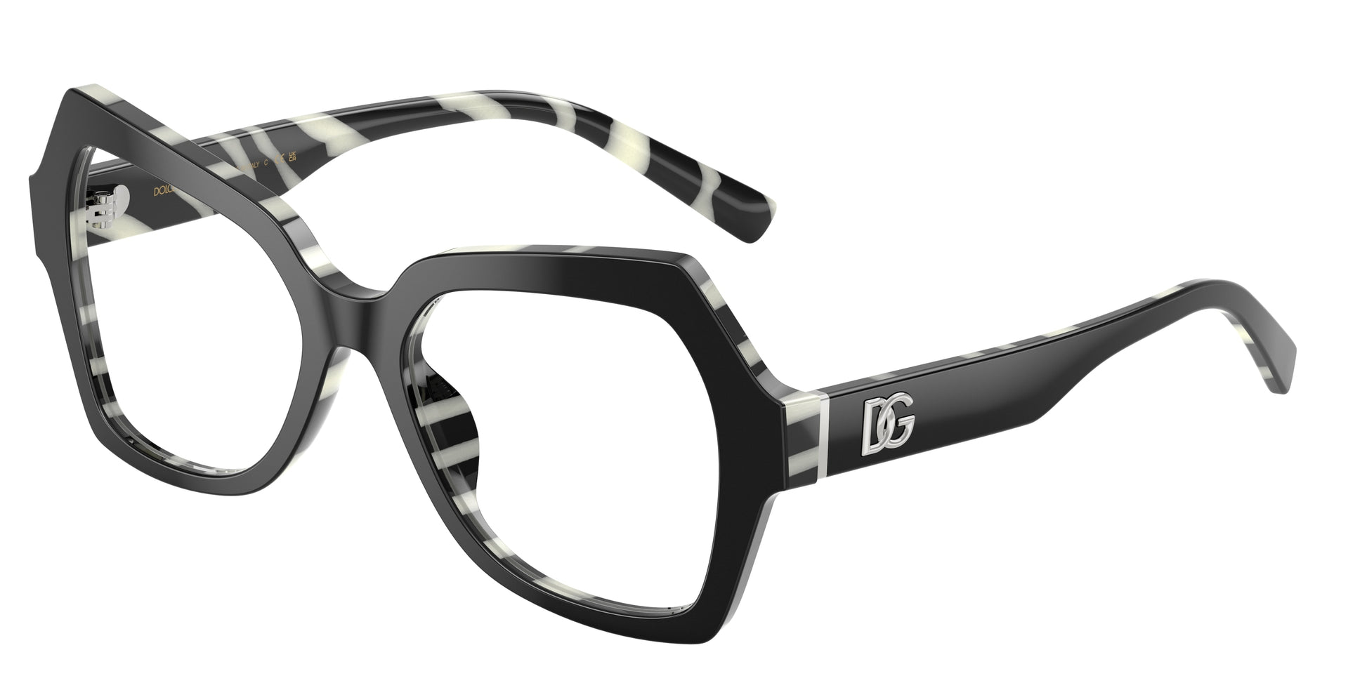 DOLCE & GABBANA DG3429 Butterfly Eyeglasses  3372-Black On Zebra 54-145-18 - Color Map Black