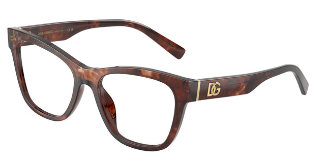 DOLCE & GABBANA DG3430 Square Eyeglasses  3222-Dark Red Havana 55-145-18 - Color Map Red