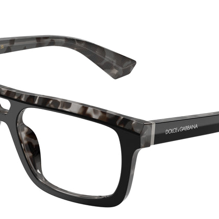 DOLCE & GABBANA DG3431 Rectangle Eyeglasses  3403-Black On Grey Havana 56-145-17 - Color Map Black