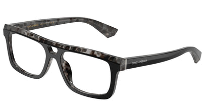 DOLCE & GABBANA DG3431 Rectangle Eyeglasses  3403-Black On Grey Havana 56-145-17 - Color Map Black
