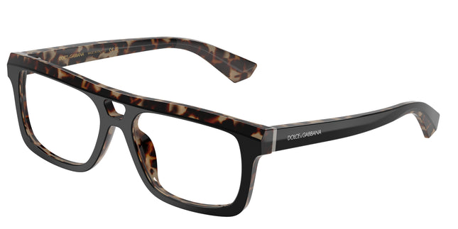 DOLCE & GABBANA DG3431 Rectangle Eyeglasses  3417-Black On Red Havana 56-145-17 - Color Map Black