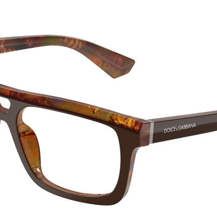 DOLCE & GABBANA DG3431 Rectangle Eyeglasses  3456-Top Brown/Pearl Gold & Brown 56-145-17 - Color Map Brown