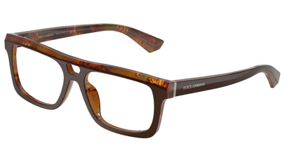DOLCE & GABBANA DG3431 Rectangle Eyeglasses  3456-Top Brown/Pearl Gold & Brown 56-145-17 - Color Map Brown