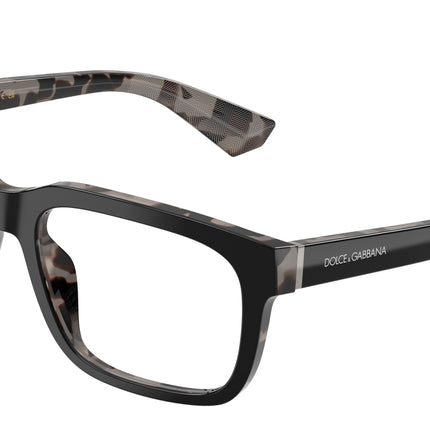 DOLCE & GABBANA DG3432 Rectangle Eyeglasses  3403-Black On Grey Havana 56-145-18 - Color Map Black