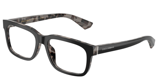 DOLCE & GABBANA DG3432 Rectangle Eyeglasses  3403-Black On Grey Havana 56-145-18 - Color Map Black
