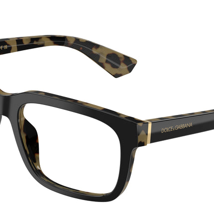 DOLCE & GABBANA DG3432 Rectangle Eyeglasses  3404-Black On Yellow Havana 56-145-18 - Color Map Black