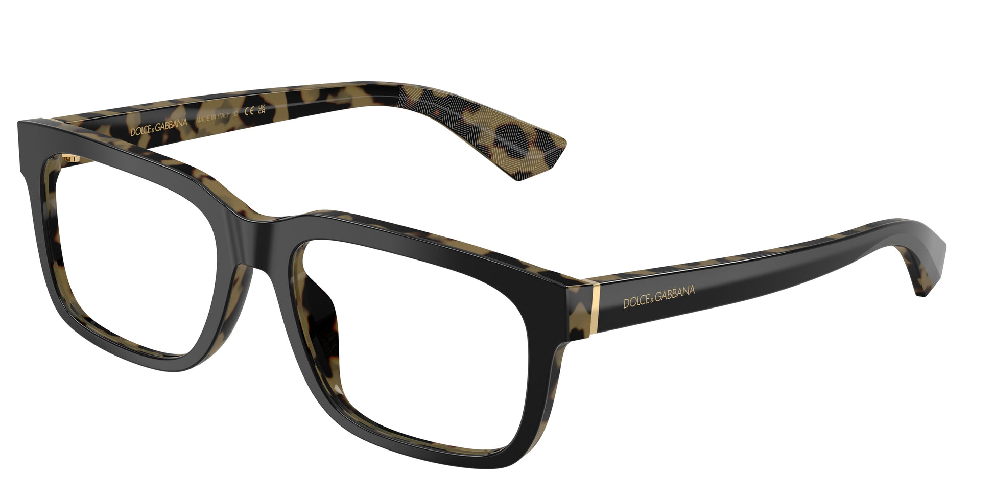 DOLCE & GABBANA DG3432 Rectangle Eyeglasses  3404-Black On Yellow Havana 56-145-18 - Color Map Black