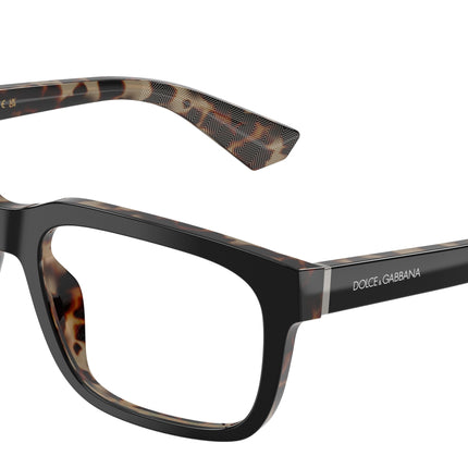 DOLCE & GABBANA DG3432 Rectangle Eyeglasses  3417-Black On Red Havana 56-145-18 - Color Map Black