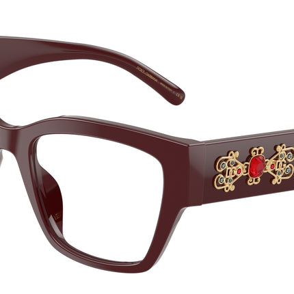 DOLCE & GABBANA DG3435B Butterfly Eyeglasses  3091-Bordeaux 53-145-20 - Color Map Red
