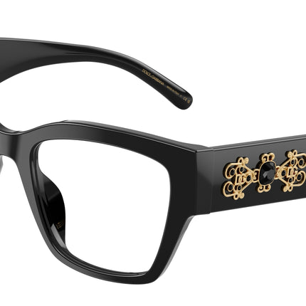 DOLCE & GABBANA DG3435B Butterfly Eyeglasses  501-Black 53-145-20 - Color Map Black