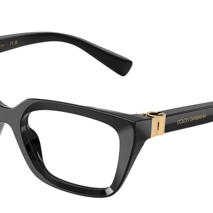 DOLCE & GABBANA DG3436 Rectangle Eyeglasses  501-Black 53-140-19 - Color Map Black