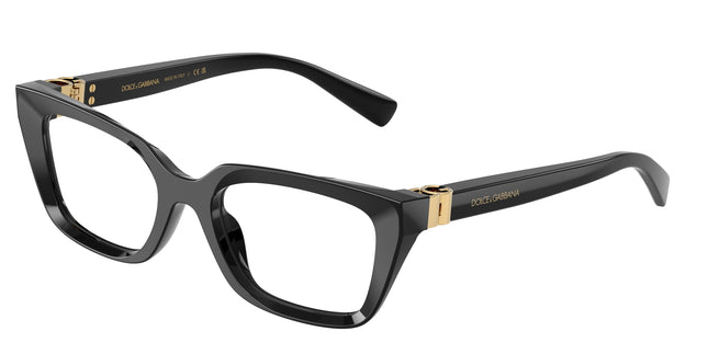 DOLCE & GABBANA DG3436 Rectangle Eyeglasses  501-Black 53-140-19 - Color Map Black