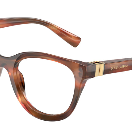 DOLCE & GABBANA DG3437 Phantos Eyeglasses  3221-Striped Brown 53-140-21 - Color Map Tortoise