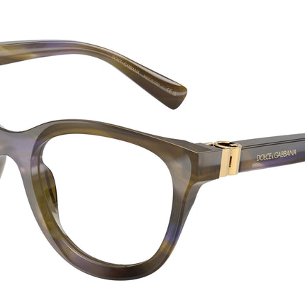 DOLCE & GABBANA DG3437 Phantos Eyeglasses  3447-Striped Olive 53-140-21 - Color Map Green