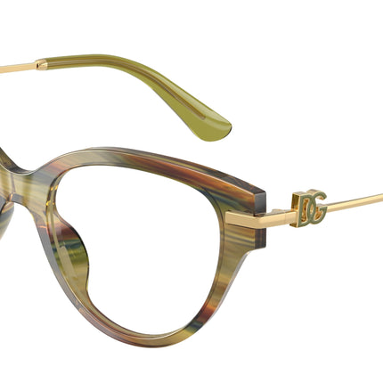 DOLCE & GABBANA DG3438 Butterfly Eyeglasses  3475-Striped Green Transparent 53-145-19 - Color Map Green