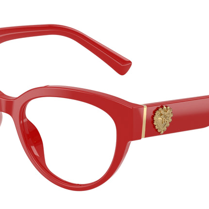 DOLCE & GABBANA DG3440 Cat Eye Eyeglasses  3088-Full Red 54-145-18 - Color Map Red
