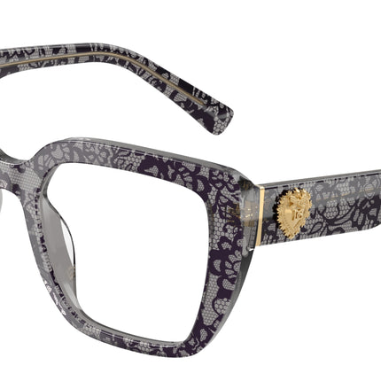 DOLCE & GABBANA DG3441 Square Eyeglasses  3471-Print Black Lace 53-145-19 - Color Map Grey