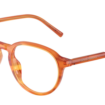 DOLCE & GABBANA DG3444 Phantos Eyeglasses  3483-Camel On Striped Ginger 52-145-19 - Color Map Brown