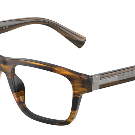 DOLCE & GABBANA DG3446 Rectangle Eyeglasses  3063-Striped Brown 53-145-18 - Color Map Tortoise