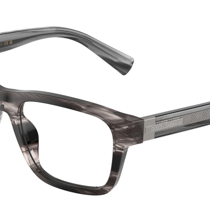 DOLCE & GABBANA DG3446 Rectangle Eyeglasses  3440-Striped Grey 53-145-18 - Color Map Grey