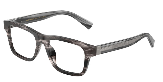 DOLCE & GABBANA DG3446 Rectangle Eyeglasses  3440-Striped Grey 53-145-18 - Color Map Grey