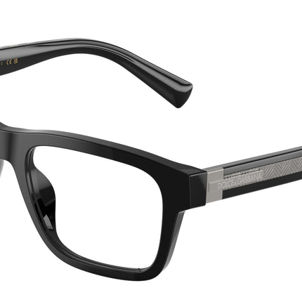 DOLCE & GABBANA DG3446 Rectangle Eyeglasses  501-Black 53-145-18 - Color Map Black