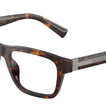 DOLCE & GABBANA DG3446 Rectangle Eyeglasses  502-Havana 53-145-18 - Color Map Tortoise