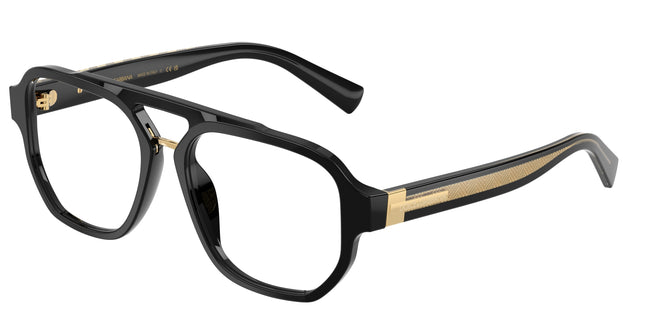 DOLCE & GABBANA DG3447 Pilot Eyeglasses  501-Black 56-145-17 - Color Map Black