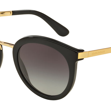 DOLCE & GABBANA DG4268 Round Sunglasses  501/8G-Black 52-140-22 - Color Map Black