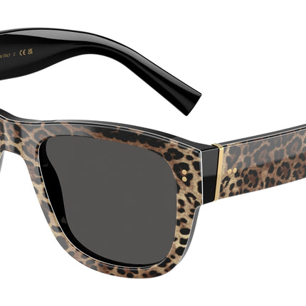 DOLCE & GABBANA DG4338 Square Sunglasses  316387-Top Leo On Black 52-140-20 - Color Map Black