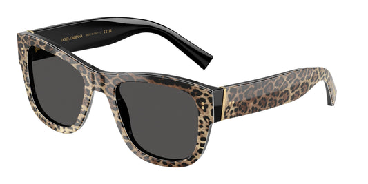 DOLCE & GABBANA DG4338 Square Sunglasses  316387-Top Leo On Black 52-140-20 - Color Map Black