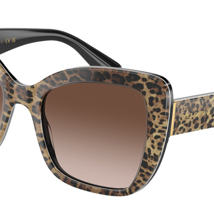 DOLCE & GABBANA DG4348 Butterfly Sunglasses  316313-Leo Brown On Black 54-140-20 - Color Map Brown