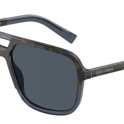 DOLCE & GABBANA DG4354 Square Sunglasses  320980-Havana Transparent Blue 58-145-15 - Color Map Blue