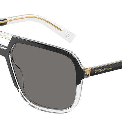 DOLCE & GABBANA DG4354 Square Sunglasses  501/81-Top Black On Crystal 58-145-15 - Color Map Black