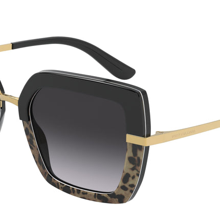 DOLCE & GABBANA DG4373F Square Sunglasses  32448G-Top Black On Print Leo/Black 52-140-21 - Color Map Black