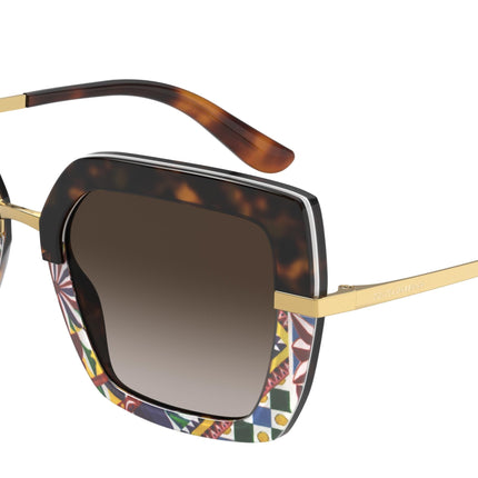 DOLCE & GABBANA DG4373F Square Sunglasses  327813-Havana/Print Carretto 52-140-21 - Color Map Brown
