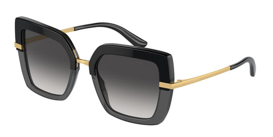 DOLCE & GABBANA DG4373 Square Sunglasses  32468G-Black On Transparent Black 52-140-21 - Color Map Black