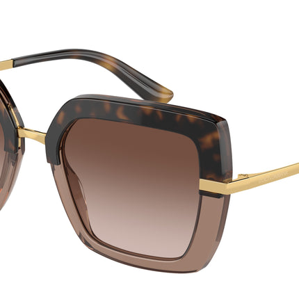 DOLCE & GABBANA DG4373 Square Sunglasses  325613-Havana On Transparent Brown 52-140-21 - Color Map Gold