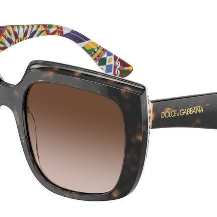 DOLCE & GABBANA DG4414 Square Sunglasses  321713-Havana On White Barrow 54-145-20 - Color Map Tortoise