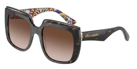 DOLCE & GABBANA DG4414 Square Sunglasses  321713-Havana On White Barrow 54-145-20 - Color Map Tortoise