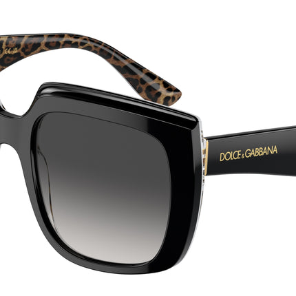 DOLCE & GABBANA DG4414 Square Sunglasses  32998G-Black On Leo Brown 54-145-20 - Color Map Black