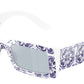 DOLCE & GABBANA DG4416 Rectangle Sunglasses  345155-Blue Maiolica On White 53-140-20 - Color Map Multicolor