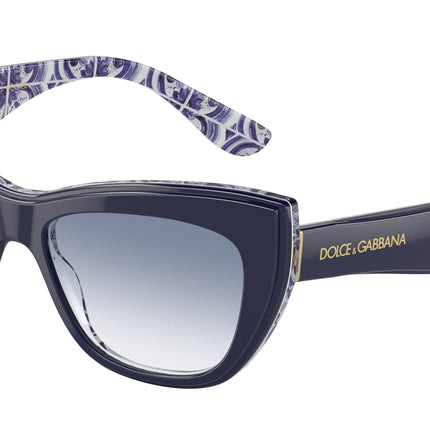 DOLCE & GABBANA DG4417 Cat Eye Sunglasses  341419-Blue On Blue Maiolica 54-145-17 - Color Map Blue